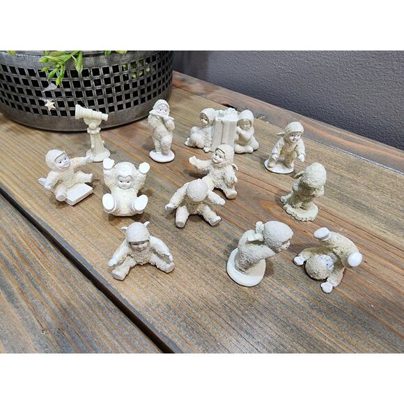 Dept. 56 Mini Miniatures Pewter Snow Babies Christmas Lot Of 11 - Picture 1 of 4